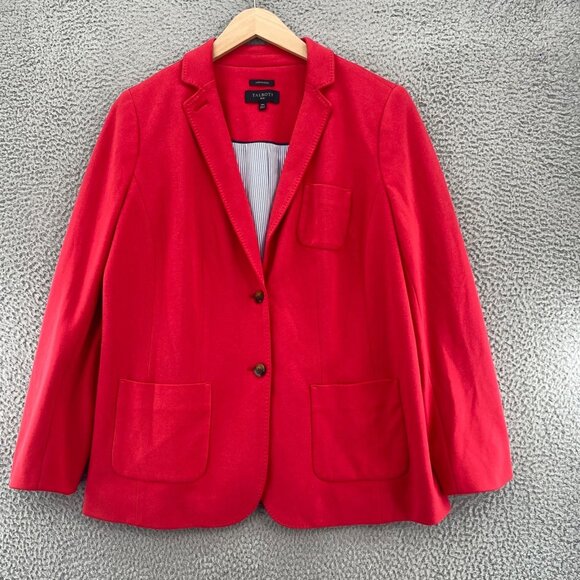 Talbots Blazer Womens 14W Plus Aberdeen Red Knit Stretch Button Pockets Office - Picture 1 of 9